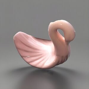 Vintage Peach Pink Ceramic Swan Washcloth Holder Bathroom Made In Tawain